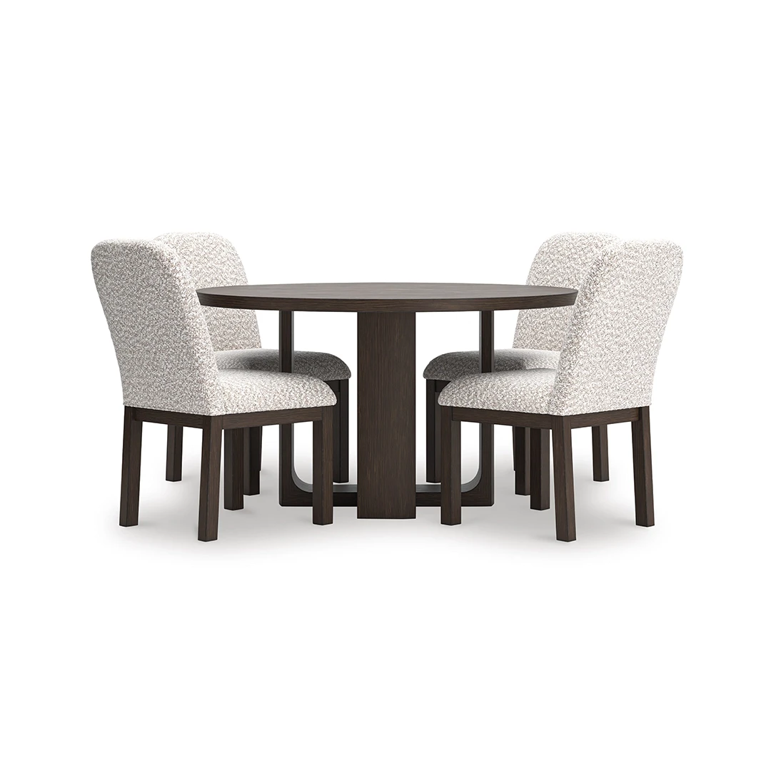 NEO DINING TABLE SET 4 CHAIRS - BROWN