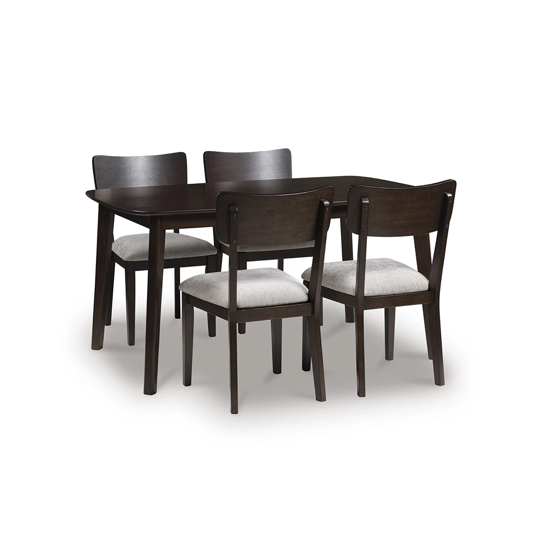 DANTENTON DINING TABLE SET 4 CHAIRS BROWN