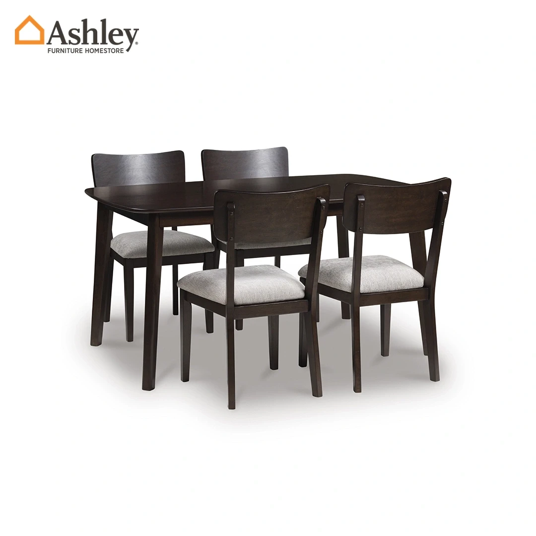 DANTENTON DINING TABLE SET 4 CHAIRS BROWN