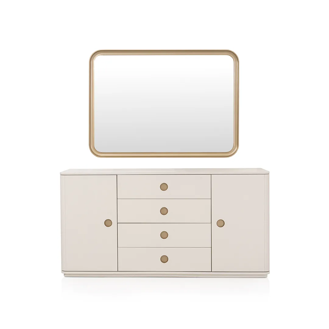 LUCEA WOODEN SIDE BOARD+MIRROR BEIGE