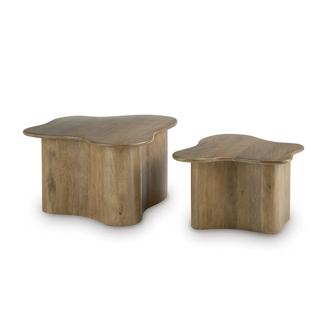ABEFORD END TABLES SET BROWN