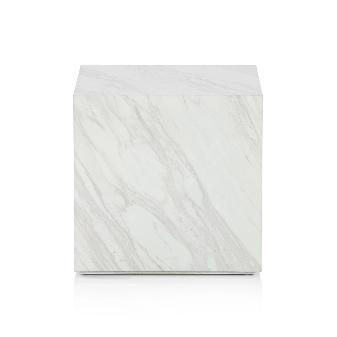 ALUNA ARTIFICIAL MARBLE SIDE TABLE OFF-WHITE