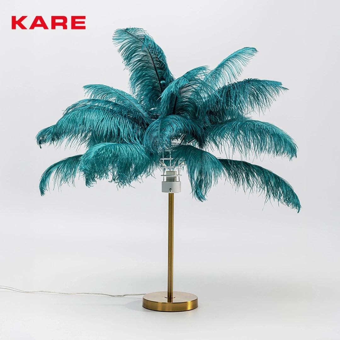 FEATHER PALM TABLE LAMP 60CM - GREEN