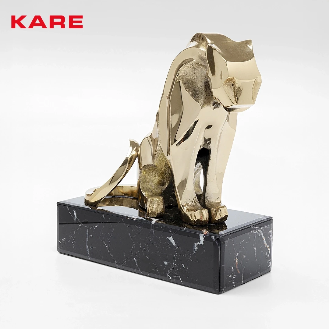 LION ON MARBLE DECO GOLD W30 * D13 * H33 CM