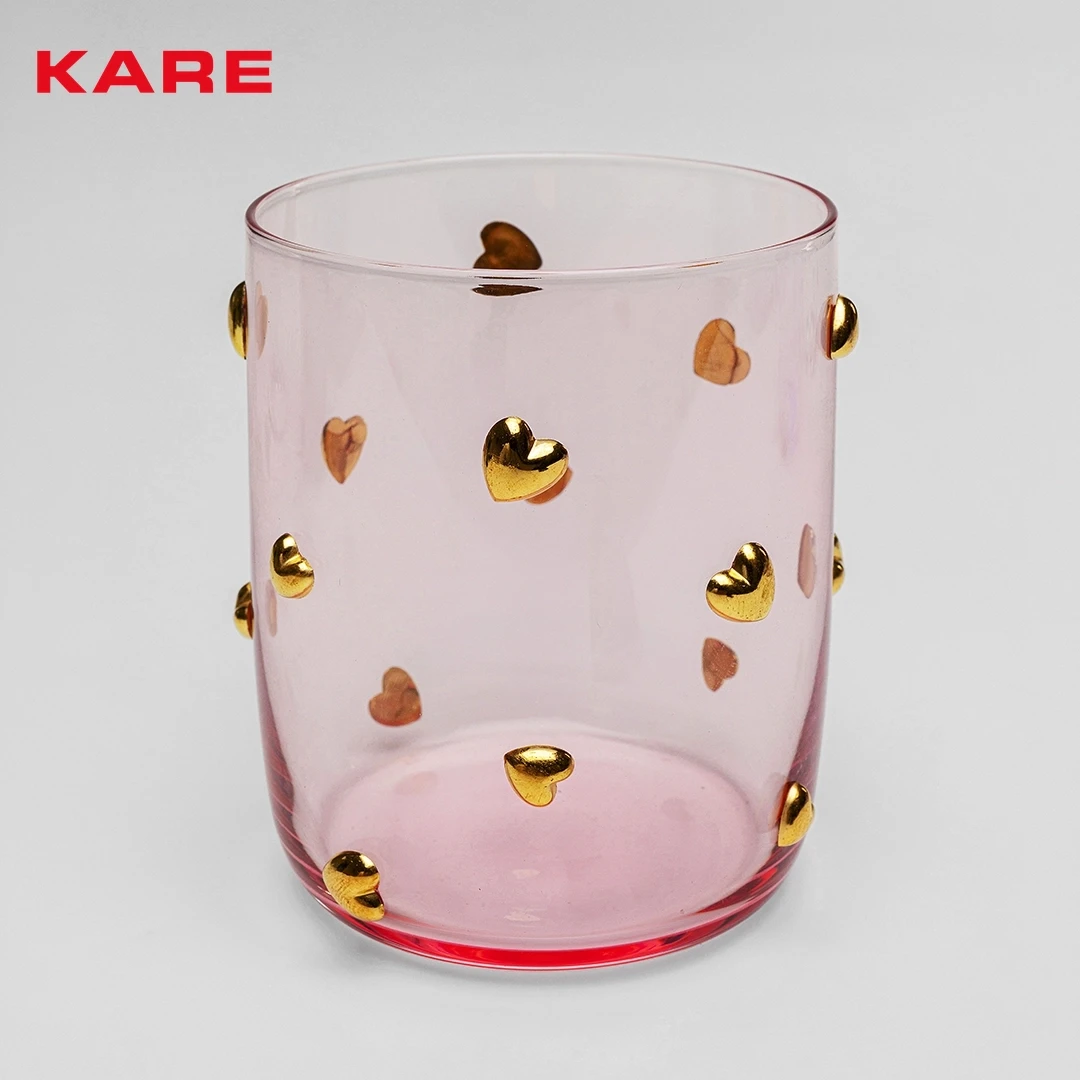 PARTY HEARTS GLASS 9CM PINK W8 * D8 * H9 CM