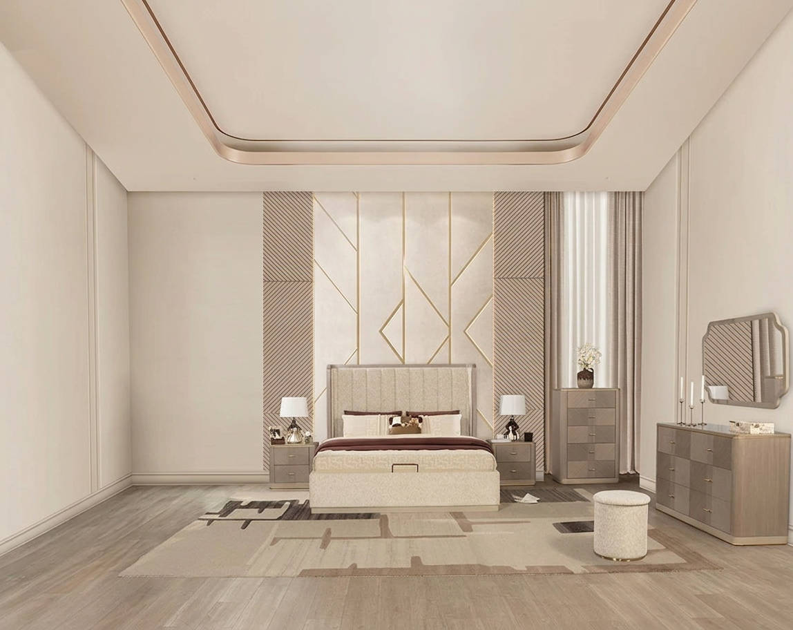 RENZO BEDROOM SET WITHOUT WARDROBE KING SIZE (180*200 CM) GREY